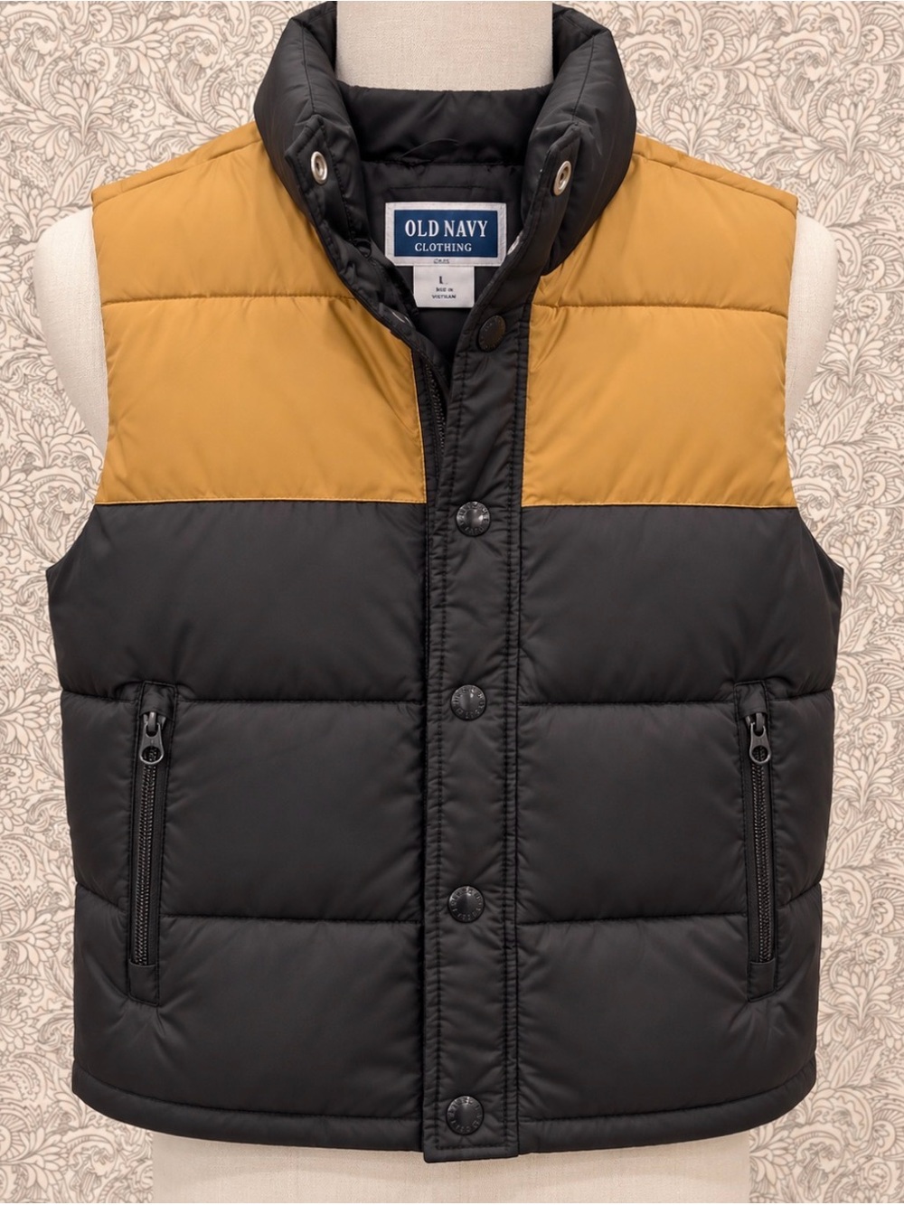 Old Navy kid Black & Brown Quilted Puffer Vest